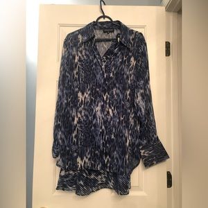 2pc. Long-sleeved, collared blouse with matching skirt. Size 1X.